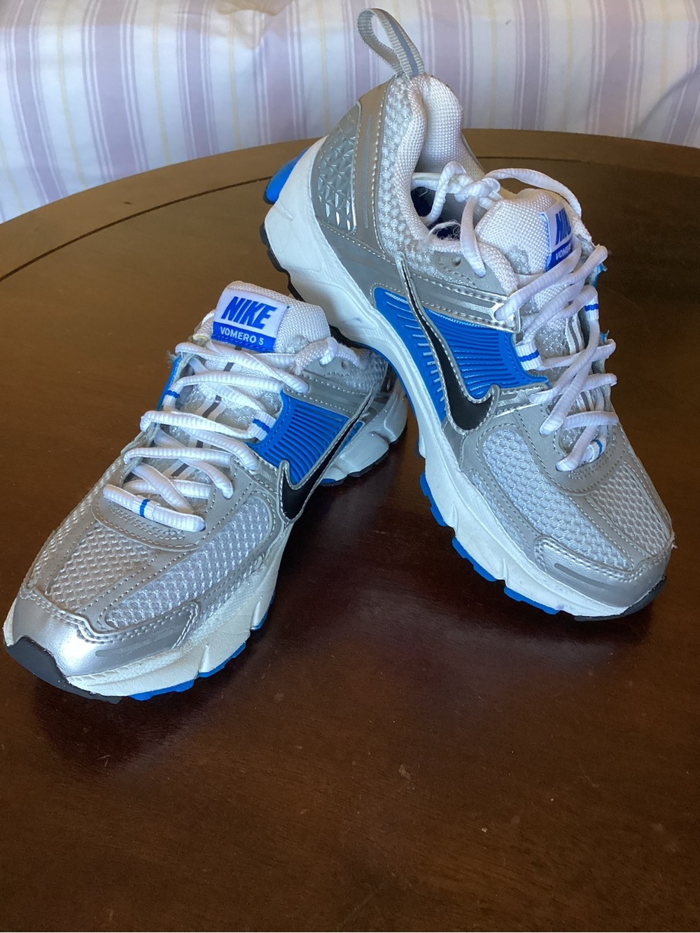Nike Vomero 5 Kids Silver and Blue Athletic Sneakers